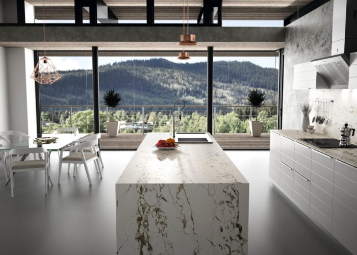 Image of RS11284 Dekton Kitchen Bedrock lpr 1 in Do you dream of the perfect white kitchen? - Cosentino