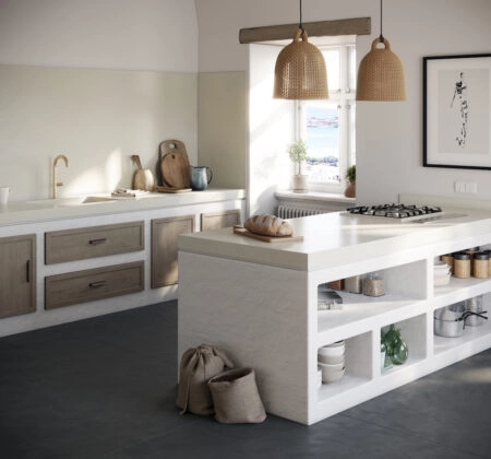 Image of 3. Silestone Sunlit Days Faro White Kitchen Lifestyle in Home Cosentino - Cosentino