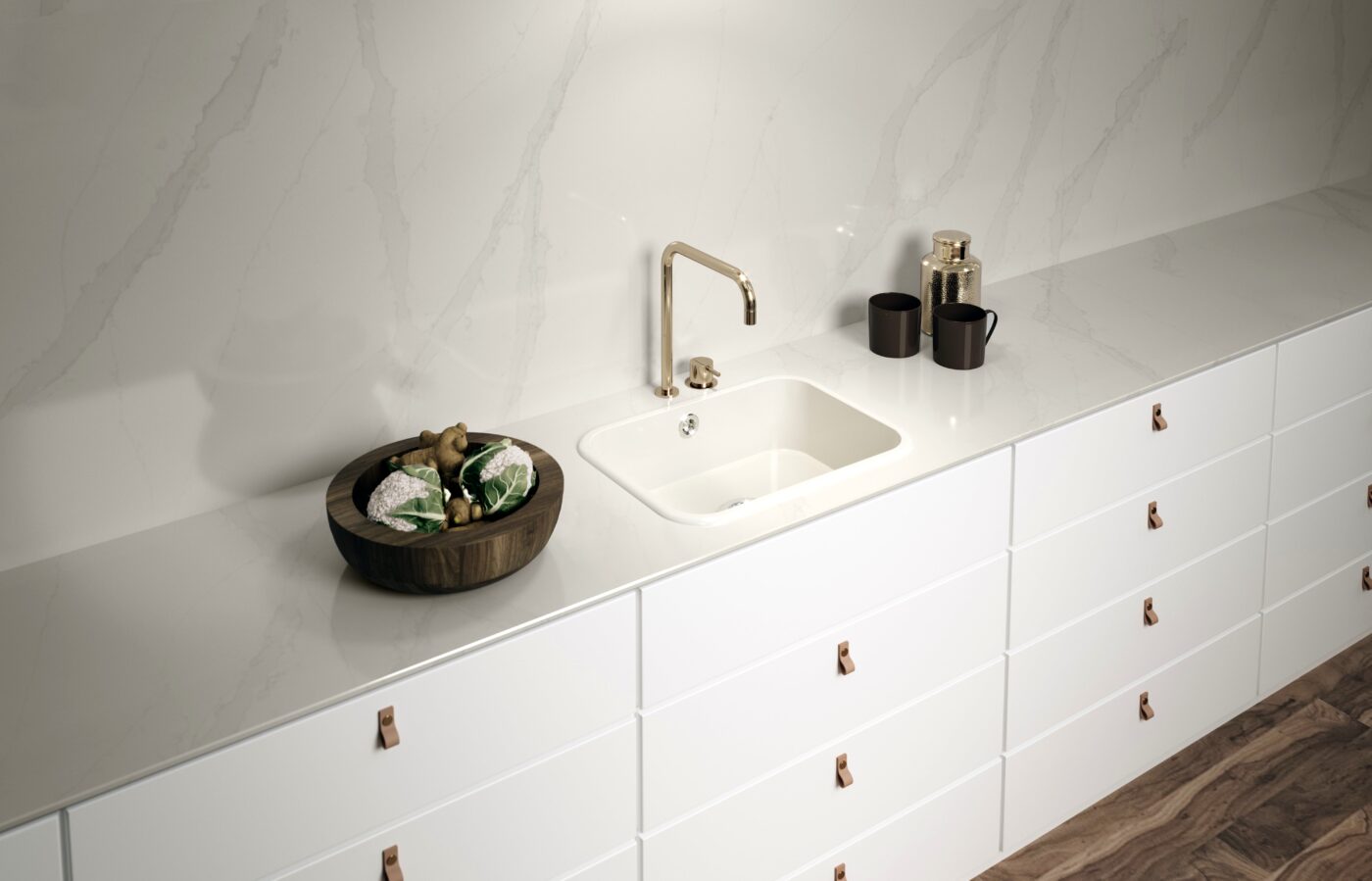 Image of Ambiente Integrity Top Blanco Zeus 1 in Kitchen Sinks - Cosentino