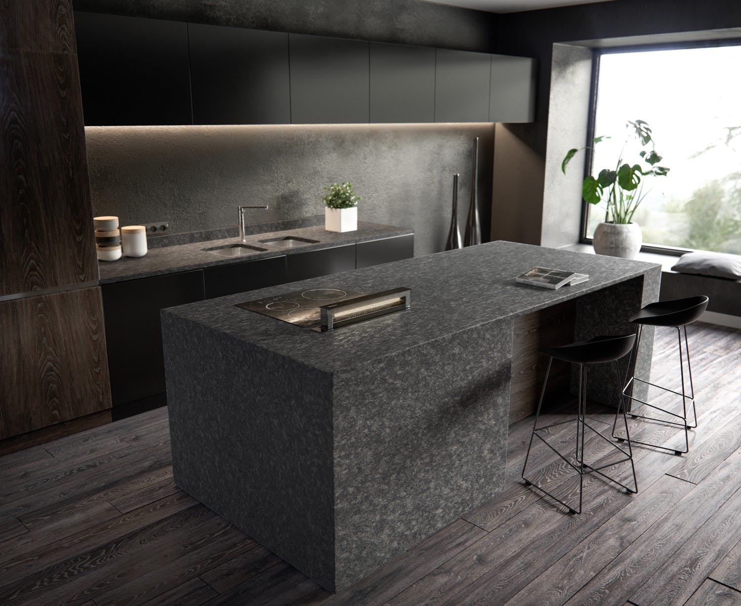 Image of Sensa Kitchen Graphite Grey lr in Sensa | Worktops - Cosentino