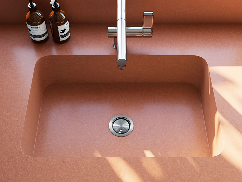 Image of Silestone Integrity Arcilla Red Detalle Clean and Hygienic in Silestone | Integrity - Cosentino