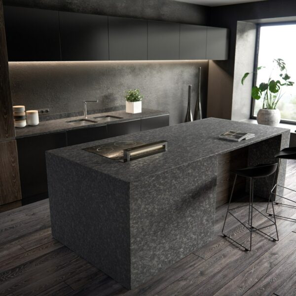 Image of Sensa Kitchen Graphite Grey lr in Discover the most popular black kitchens - Cosentino