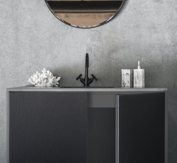 Image of Dekton Slim 4mm Bromo bathroom vanity 1 in Cosentino presents its Dekton and Silestone novelties at Sicam 2019 - Cosentino