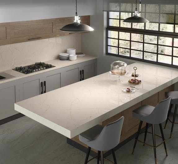 Image of Silestone® Eternal Marfil encimera cocina lr 1 in New Dekton® and Silestone® colours: "cement" and "natural" trends - Cosentino