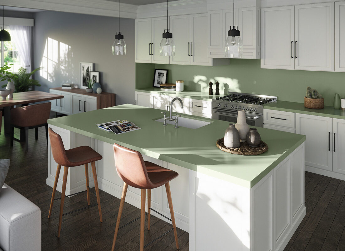 Image 22 of Silestone Sunlit Days Posidonia Green kitchen web 1100x800 1 in Changing the world from the kitchen: 10 simple steps to save water in your kitchen - Cosentino